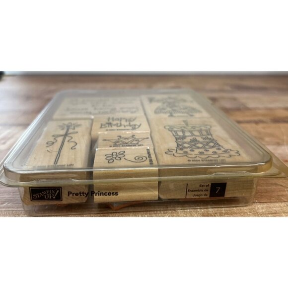 STAMPIN' UP! Pretty Princess Wood Mounted Rubber Stamp set of 7 BIRTHDAY FAIRY - Picture 2 of 3